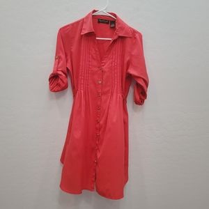 Speed Control Coral Orange Button Down Dress Women's Size Small